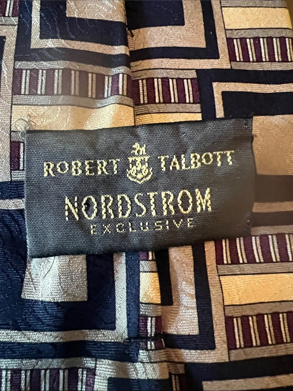 Nordstrom Robert Talbott Navy and Gold Geometric Silk Tie